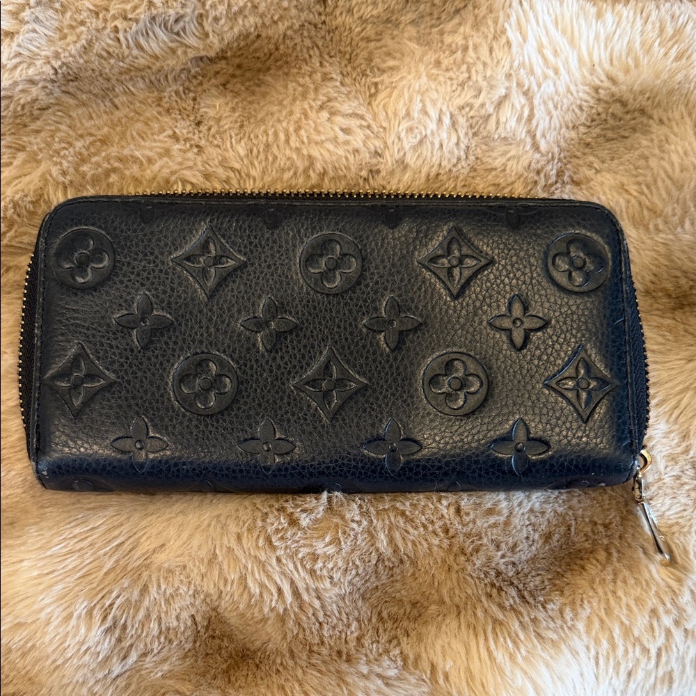 Black Monogram Zip Wallet